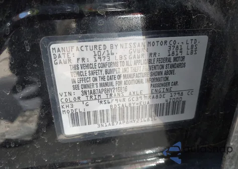2017 Nissan Sentra S from USA, damaged, VIN 3N1AB7AP8HY216816
